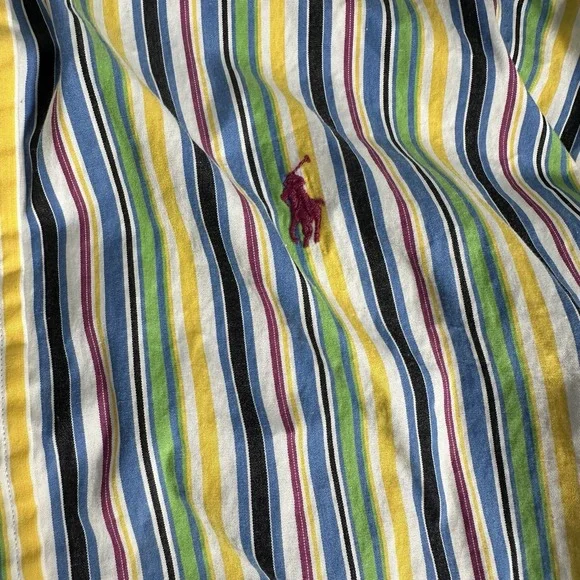 Ralph Lauren Mens Button Shirt XXL Vintage Bright Stripes Tagged L - Picture 4 of 7